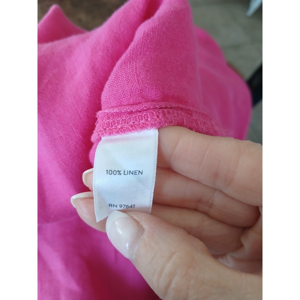 J. Jill Lovelinen Pink Linen Top 3/4 Sleeve  Casual Lightweight Blouse Large - Picture 6 of 7